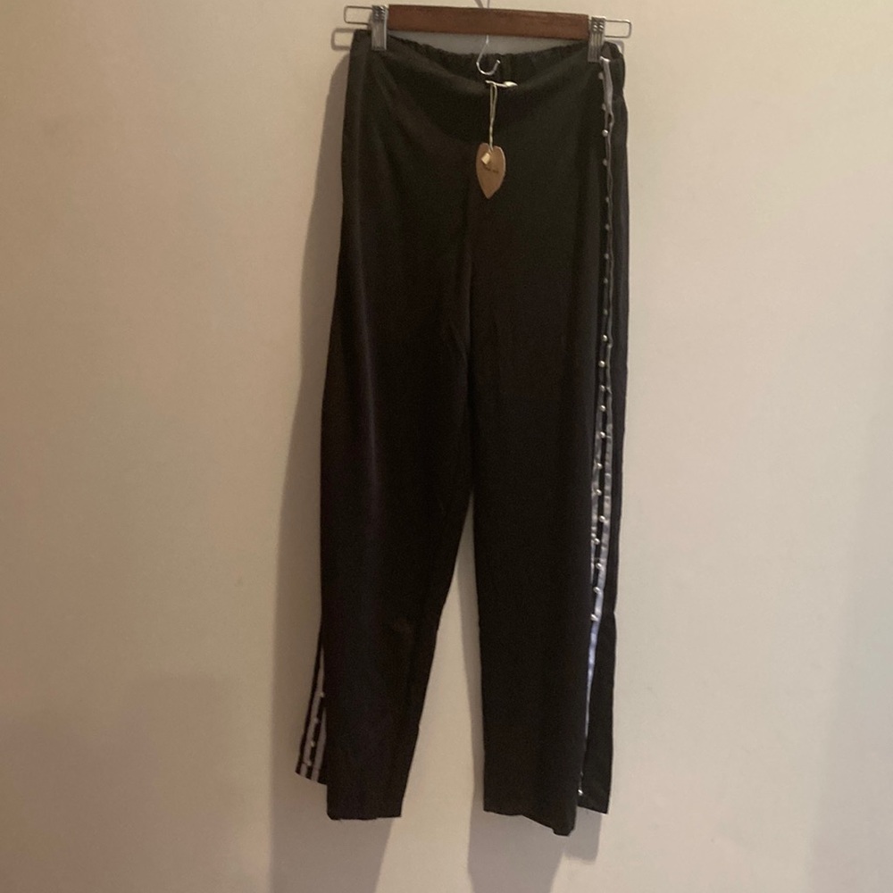 Black Track Pants with Side pearl Stripe